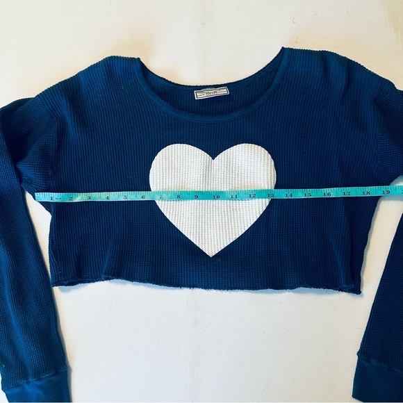 Vintage Hard Tail USA crop top logo blue heart thermal long sleeve raw edge - Picture 5 of 12